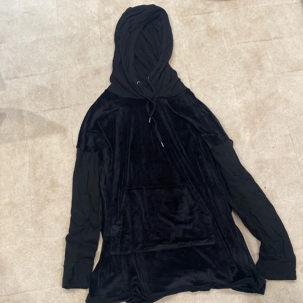 Black oversized velvet hoodie